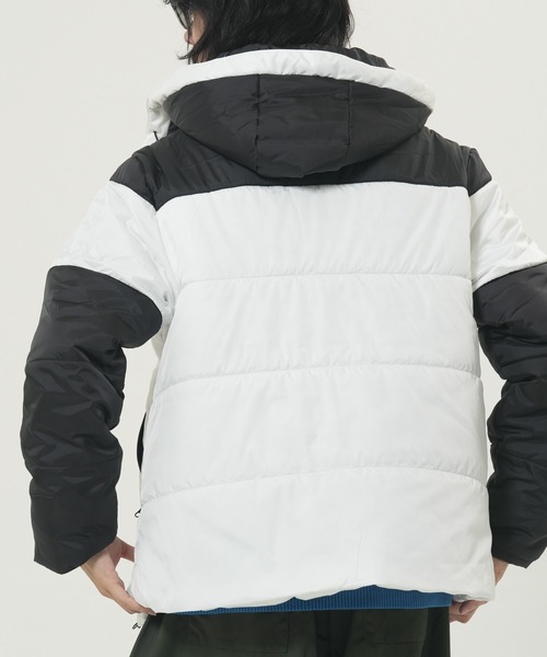 CRONOS フード付きアウター ホワイト/ブラック貴重な日本製 CRONOS EDGE ZIP STAND BLOUSON【BLACK×WHITE】