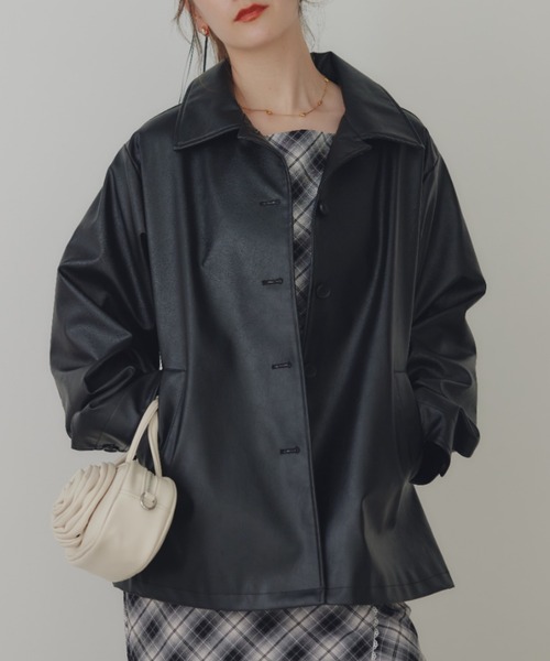 ECREL レザージャケット ライダース ケープレザーシャツジャケット