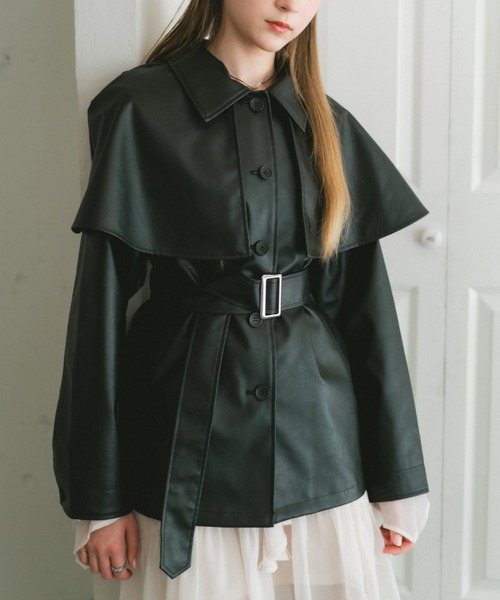 ECREL レザージャケット ライダース ケープレザーシャツジャケット