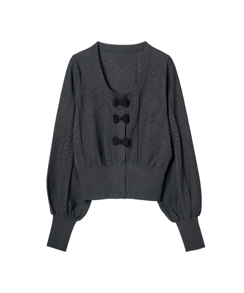 カーディガン Open Heart Ribbon Knit Cardigan レディース