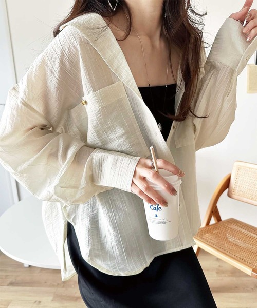 ブラウス シャツ ワンショルダーゴールドボタンレイヤード風ブラウス レディース ABITOKYO ブラウス シャツ ショルダーゴールドボタンレイヤード