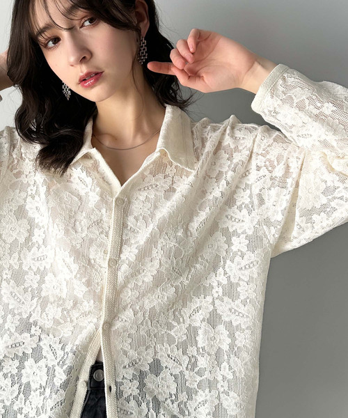 ヴィンテージ シャツ レトロ シャツ 花柄 レース シャツ 柄シャツ レトロ フラワー柄[品番：DCTW0004313]｜Decorative