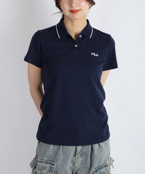 FILA（フィラ） ポロシャツ ポロ レディース 鹿の子 配色ライン 半袖