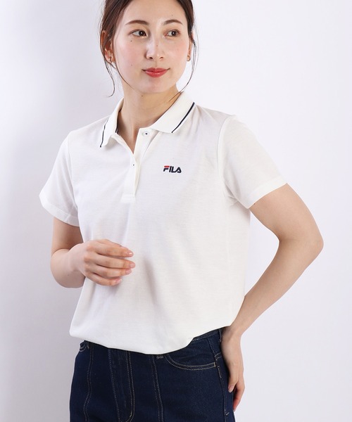 FILA（フィラ） ポロシャツ ポロ レディース 鹿の子 配色ライン 半袖
