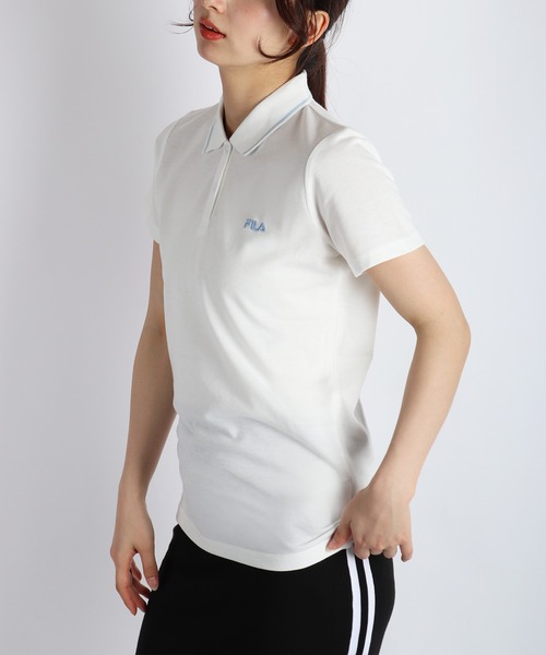 FILA（フィラ） ポロシャツ ポロ レディース 鹿の子 配色ライン 半袖