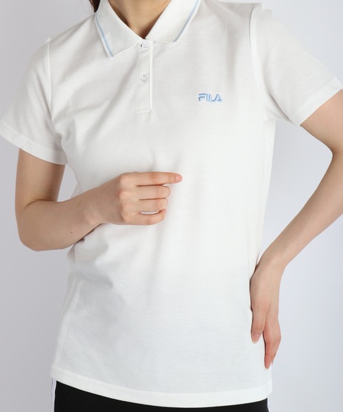 FILA（フィラ） ポロシャツ ポロ レディース 鹿の子 配色ライン 半袖