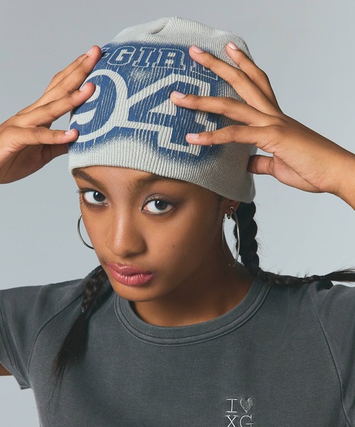 X-girl ニット帽 ニットキャップ DOTTED NUMBERING BEANIE