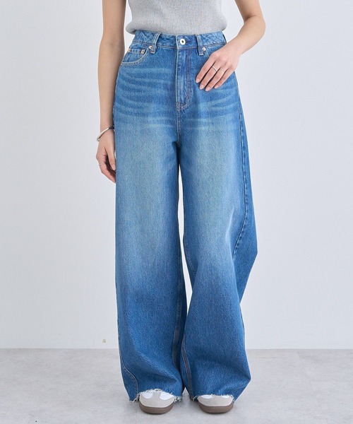 EARTH MUSIC&ECOLOGY レディース デニムパンツ Mサイズ earth music&ecology ジーンズ デニム デニムパンツ タック