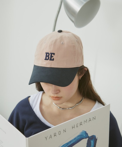 MERLOT キャップ 帽子 「BE」バイカラーロゴ刺繍キャップ