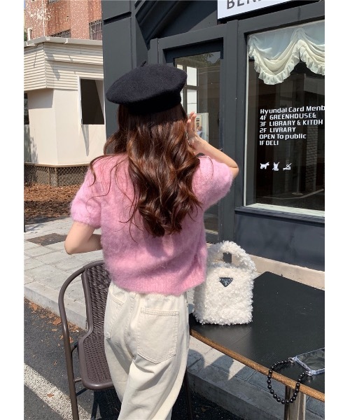 ニット セーター 「韓国ファッション」リブヘム半袖ニット レディース SALTMINT ニット セーター 「韓国ファッション」リブヘム半袖
