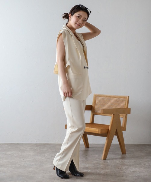 美品　Vest gilet jacketジレベストベージュSサイズ ENC ベスト ジレ layered vest / レイヤードジレベスト