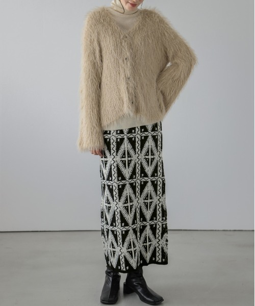 「La-gemme」 ニットスカート L ブラウン レディース_画像2