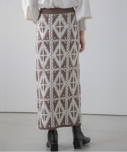 「La-gemme」 ニットスカート L ブラウン レディース_画像6