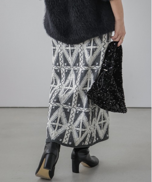 「La-gemme」 ニットスカート L ブラウン レディース_画像9