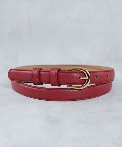 ピンクレザー ベルト ゴールドバックル florist（フローリスト） ベルト ゴールドバックルシンプルレザー