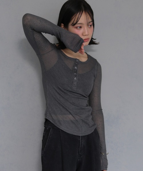 tシャツ ドレープドネック ノースリーブリブトップス GH25s073「Girlyhalo」 レディース ドレープドネック ノースリーブリブトップス GH25s073