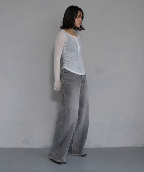シースルーリブトップス cheriella tシャツ 「cheriella」シースルーリブ ヘンリーネック