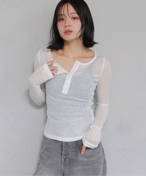 Ritto シ―スルーシャツ SLOW／一部店舗限定】シースルートリコット シアー Tシャツ