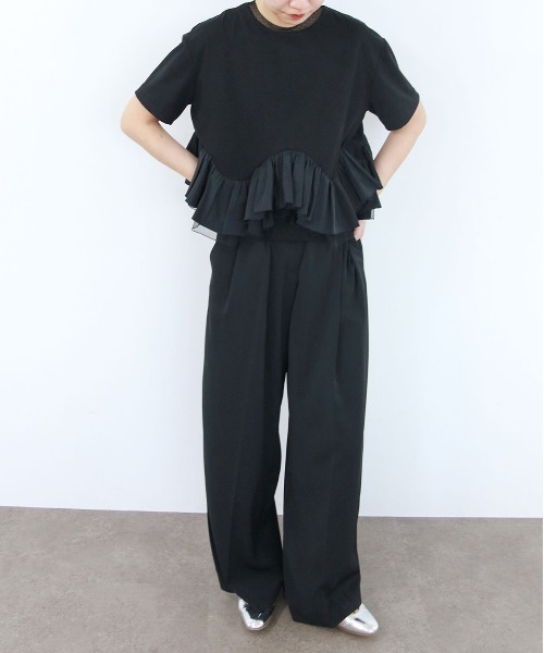 MARILYN MOON スパイラルラッフルフリルカットソー MARILYN MOON(マリリンムーン)｜タフタスパイラルラッフルハーフ