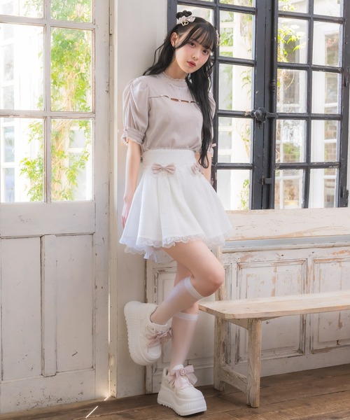 La Pafait♡リボンスカート♡スカパン♡ピンク♡姫系 リボン付きflare sk | mite