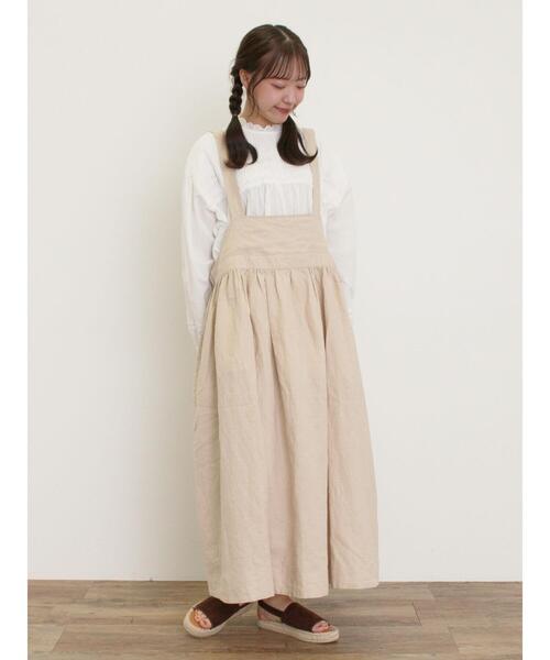 Samansa Mos2 【Cross×Linen】ジャンスカート ブラウス Samansa Mos2 ジャンパースカート 「Cross×Linen」ジャンスカ