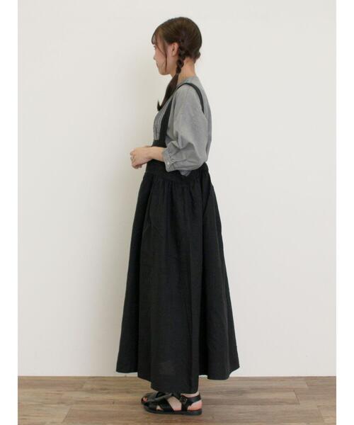 Samansa Mos2 ジャンパースカート 「Cross×Linen」ジャンスカ