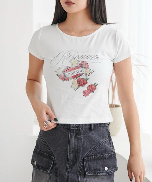 WEGO（ウィゴー） tシャツ 半袖 WEGO/ラインストーンハート