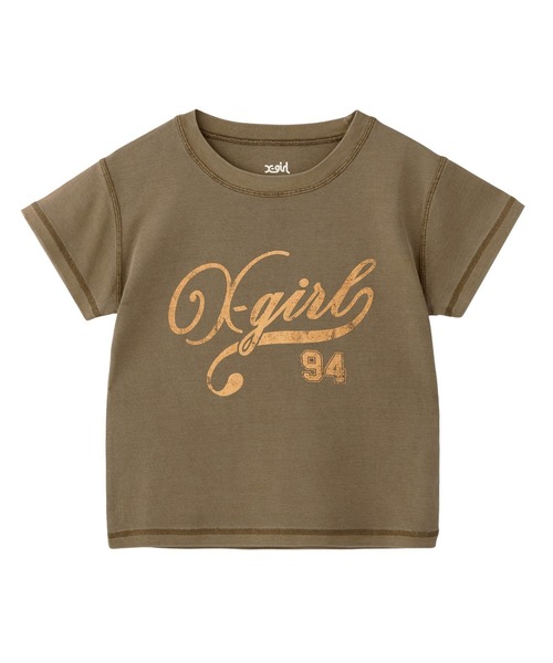すぐ届く☆X-girl ベビーTシャツ 半袖 ロゴ 刺繍もポイント◎ X-girl tシャツ LOGO AND NUMBER S/S BABY TEE レディース