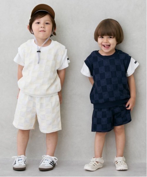 プティページ petit main パンツ スクエア刺しゅうハーフパンツ キッズ 子供服