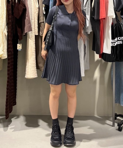 美品Language『ランゲージ』ツィードワンピース GPS-114 Tweed One Piece Black | gypsohila