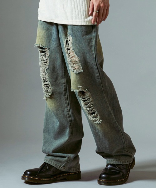 Theater code ジーンズ Crushed denim pants/クラッシュデニム