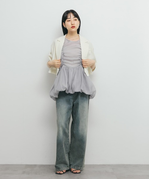 dodo bar or フリンジ バルーンスリーブ ブラウス チュニック HUG.U（ハグユー） シャツ レディース トップス チュニック ブラウス