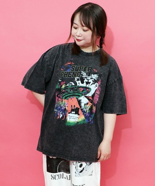 tシャツ 152715：カオス柄ピグメントTシャツ レディース