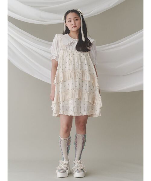【即日発送】merry jenny floralミニフレアワンピース　ピンク 即日発送】merry jenny floralミニフレアワンピース ピンク