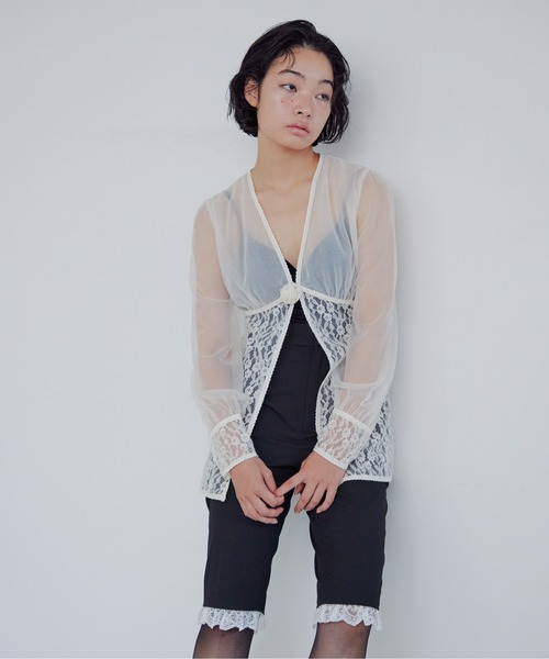 ブラウス シャツ Rose sheer blouse レディース