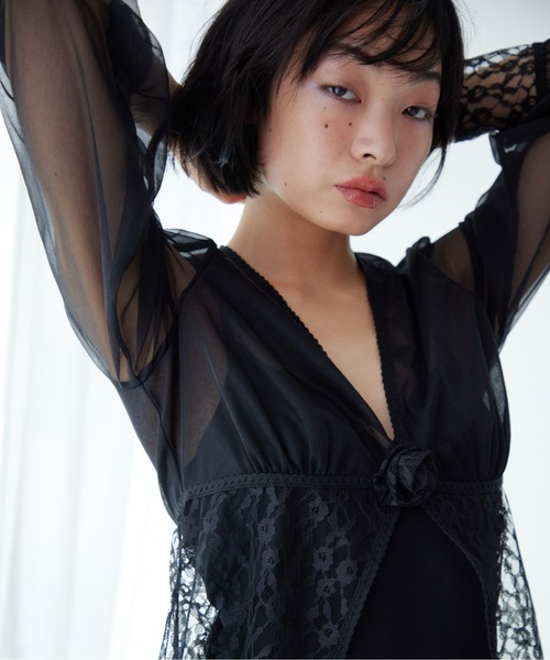 etre loin（エトルワン） ブラウス シャツ Rose sheer blouse