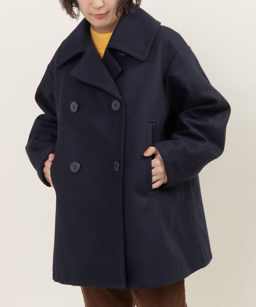 CHILD WOMAN（チャイルドウーマン） ピーコート pコート ハードメルトン ルーズPコート レディース : ZOZOTOWN Yahoo!店  - 通販 - Yahoo!ショッピング チャイルドウーマンのコート（紺色）