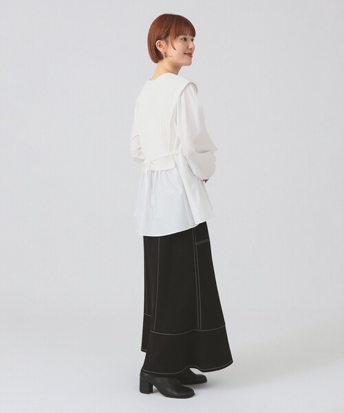ビームス　ジャガード　シャツ　ブラウス Ray BEAMS（レイ ビームス）ケーブル ジャカード キリカエ シャツ