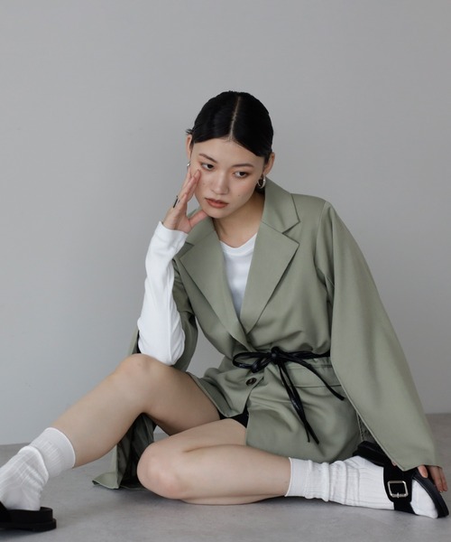 ENC ジャケット テーラードジャケット sleeve slit jacket with belt 