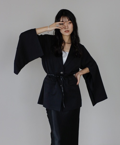 ENC ジャケット テーラードジャケット sleeve slit jacket with belt