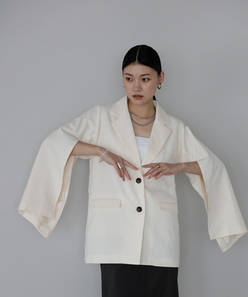 ENC ジャケット テーラードジャケット sleeve slit jacket with belt