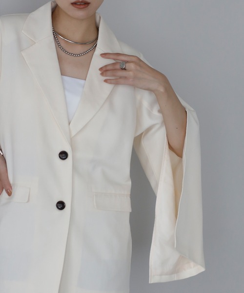 ENC ジャケット テーラードジャケット sleeve slit jacket with belt