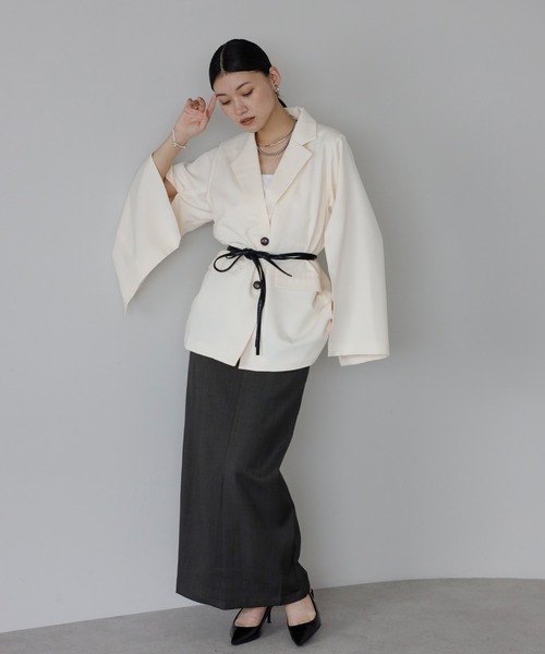 ENC ジャケット テーラードジャケット sleeve slit jacket with belt