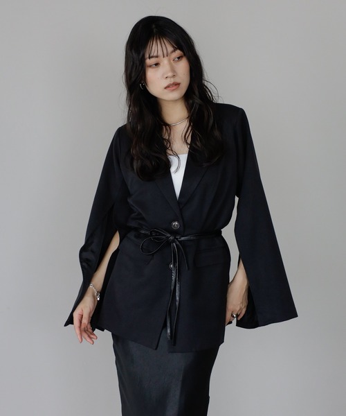 ENC ジャケット テーラードジャケット sleeve slit jacket with belt
