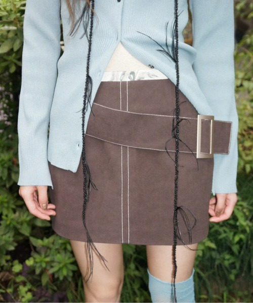 musubore（ムスボレ） スカート low waist suede mini skirt / ロー