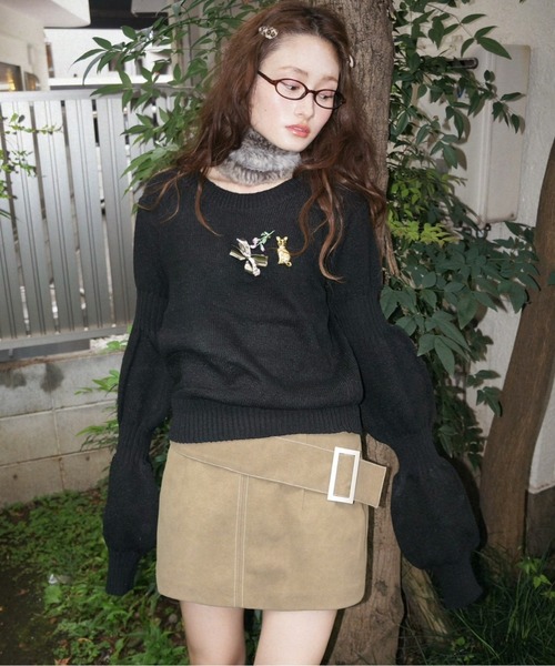 musubore ローウエストスエードミニスカート ブラウン musubore（ムスボレ） スカート low waist suede mini skirt / ロー
