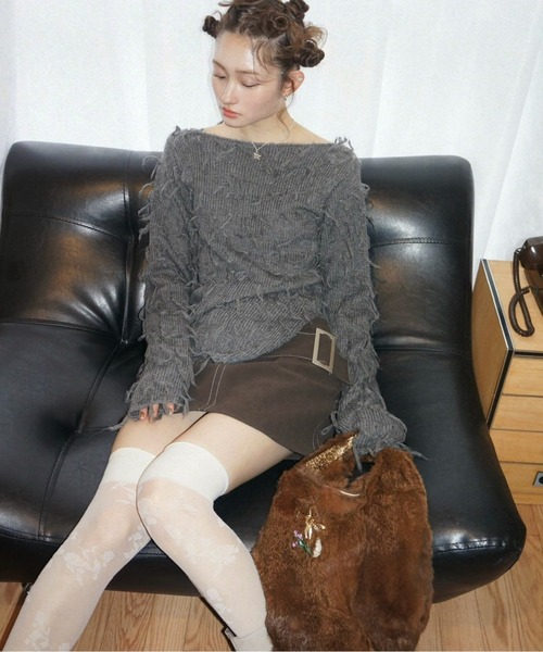 musubore（ムスボレ） スカート low waist suede mini skirt / ロー