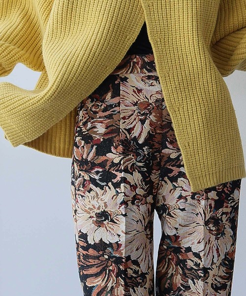 ELFRANK パンツ ゴブランフラワー テーパードパンツ ゴブラン織 花柄