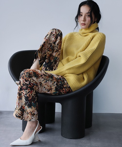 ELFRANK パンツ 「2025AW」ゴブランフラワー テーパードパンツ