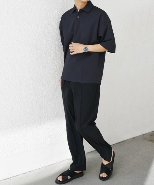 「SHIPS any」 半袖ポロシャツ MEDIUM ブラック メンズ_画像2